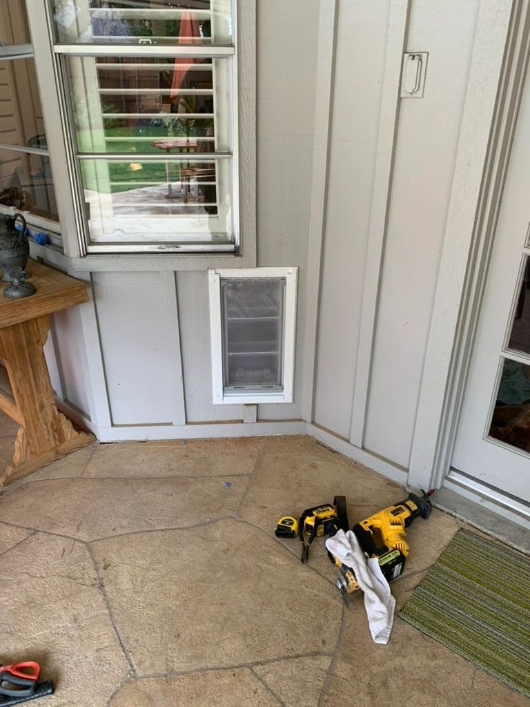 Pet door installation work by Pet Door Pros